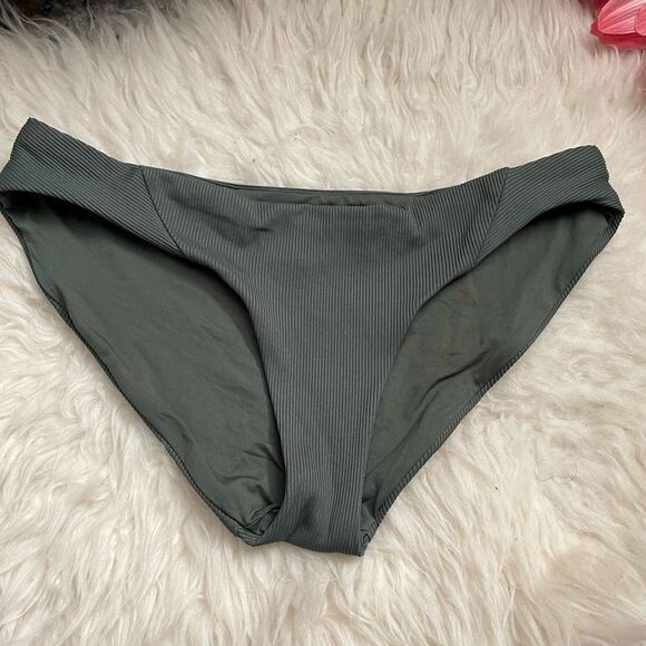 BECCA Ribbed Bikini Bottoms Army Green M - Picture 1 of 5